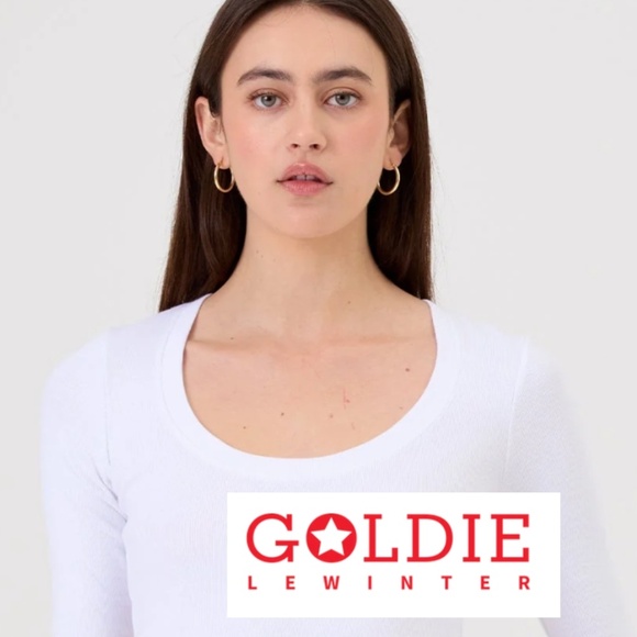 Goldie white scoop neck long sleeve tee, XS  GD1121 - Picture 1 of 3